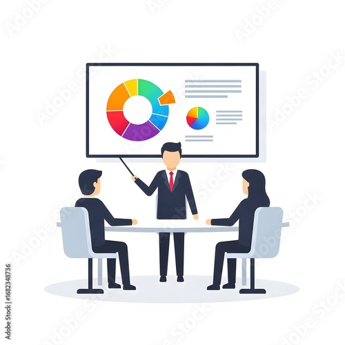 Professionals collaborating on a business strategy in a meeting, analyzing financial data and charts for impactful decision-making and growth
