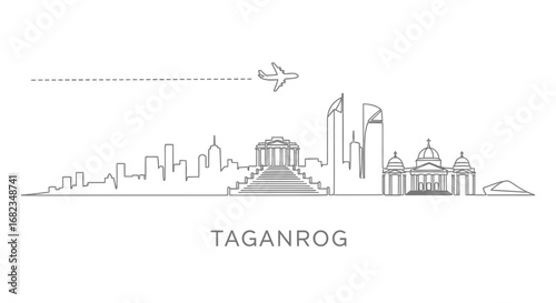 Taganrog skyline vector illustration with Russia.