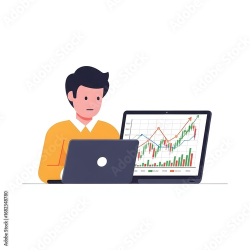 Person Analyzing Stock Market Trends on Laptop Investment Growth and Financial Planning