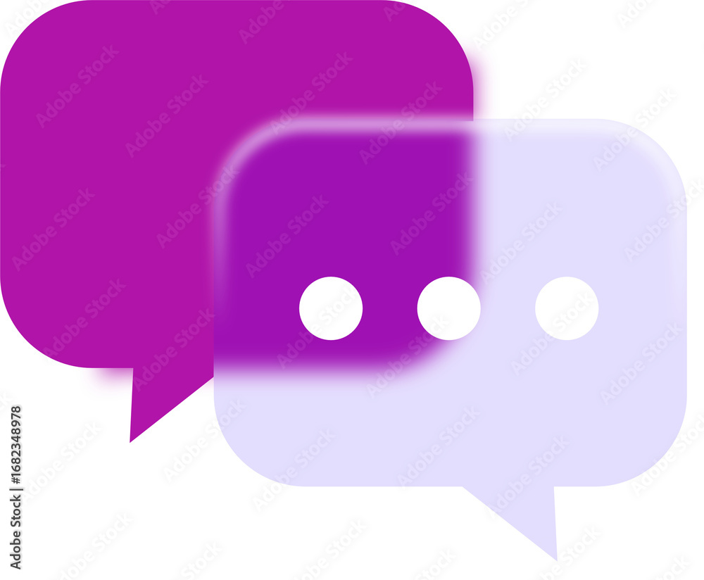 Fototapeta premium Modern Chat Icon With Purple Glassmorphism Speech Bubbles