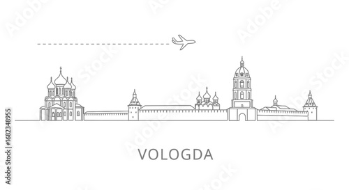 Vologda Skyline Russia Line art Minimal.