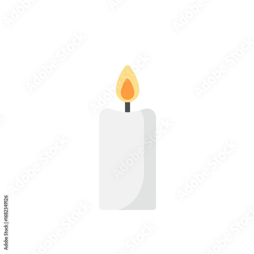 burning candle on a white background