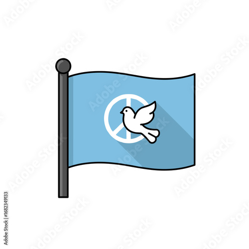vector of flag with dove and peace sign