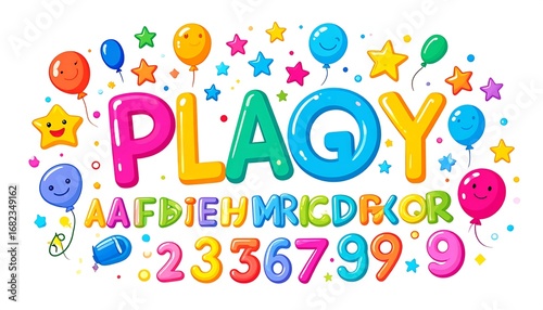 Colorful Font Display with Balloons