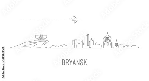 Bryansk skyline Russia with travel Minimal vector.