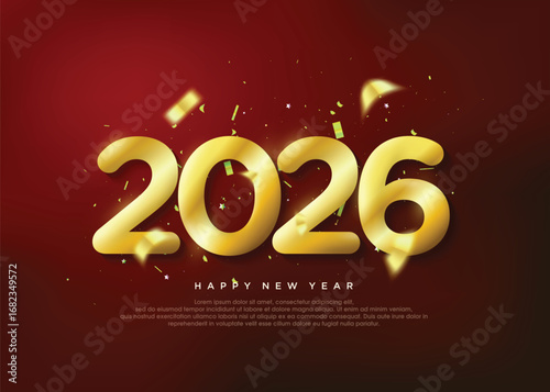 Golden number 2026 shiny, luxury 2026 new year greetings.
