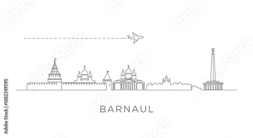Barnaul skyline with Russia Minimalist style.