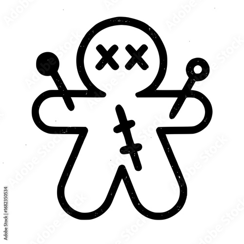 Mysterious voodoo doll with pins embodies dark magic and symbolic ritual.
