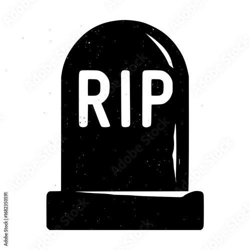 Classic RIP tombstone graphic symbolizing remembrance and farewell