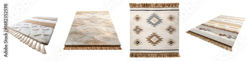Collection of Bohemian Style Rugs on White Background