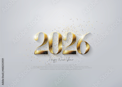 Happy new year 2026 shiny with luxury gold numbers.