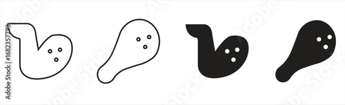 Chicken meat icon, fried chicken thigh and wing symbol, vector illustration.

