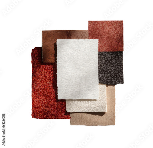 Assorted fabric swatches in warm autumnal colors