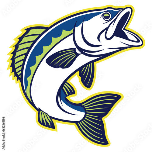 Vector art of bass fish jumping out of water