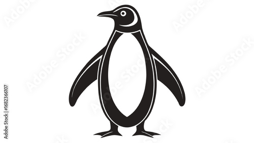 Black and White Graphic of a Penguin bird illustration