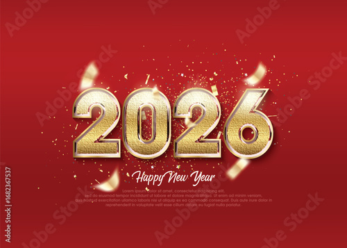 Saying happy new year 2026 with luxury classic gold numbers.