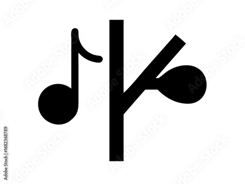 Vector art of musical tree icon, representing harmony of nature