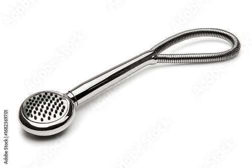 Chrome handheld shower head with flexible coil hose