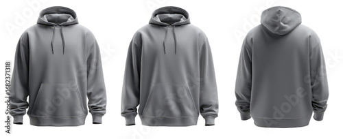 Three-view gray hoodie mockup (3)