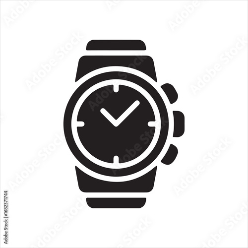 classic smart watch silhouette in white background