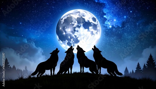 Wolves howling at the moon (3)