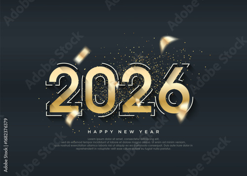 Classic gold number 2026, for the greeting of the 2026 new year celebration.