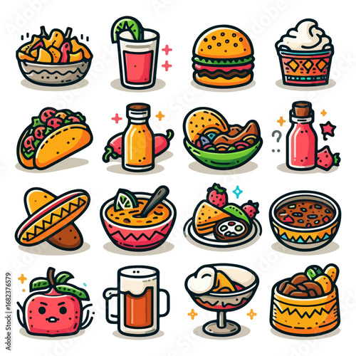 Colorful food collection, perfect for culinary and restaurant projects.