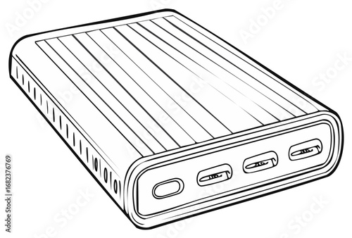 Portable power bank with multiple USB ports and textured surface