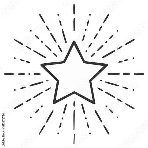 Sketch Star Explosion Radiant Burst Doodle Style Simple Line Art Design Element Icon