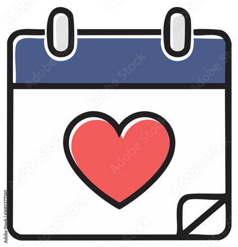 Stylized Calendar with Heart Symbol for Appointments and Important Romantic Dates