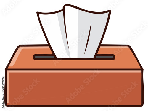 Cute Cartoon Style Facial Tissues Box. Soft Paper Tissues in Stylish Container