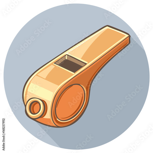 Illustration of a Gold Sports Whistle on Blue Background Referee Signals Training
