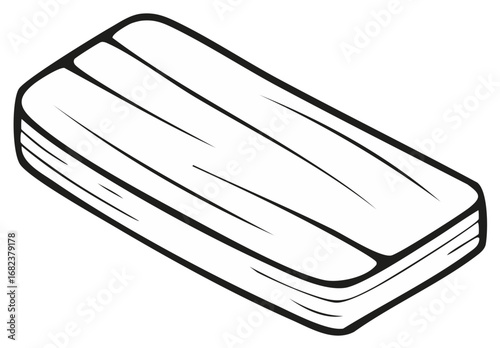 Illustration of a simple mattress outline with segmented surface and rounded edges