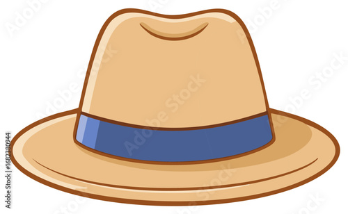 Stylish cartoon fedora hat with a blue band an iconic summer fashion accessory
