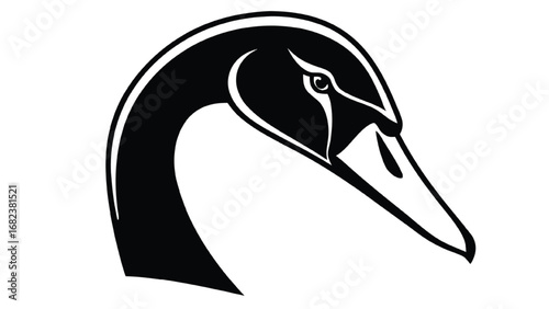 Stylized black and white goose head illustration bird