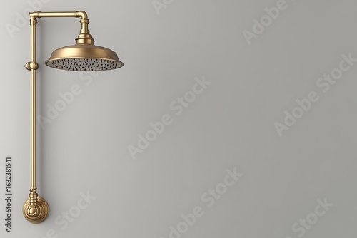 Gold industrial style shower head on a wall