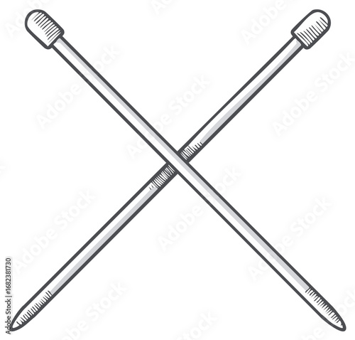 Crossed Cotton Swabs Medical Cleaning Tools, First Aid and Hygiene Supplies