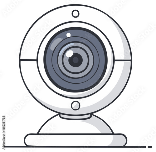 White Webcam Captures Online Meetings and Live Streaming Illustration