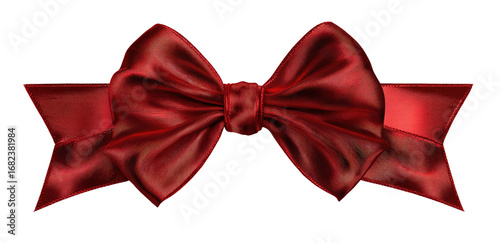 Deep crimson satin ribbon bow with wide streamers