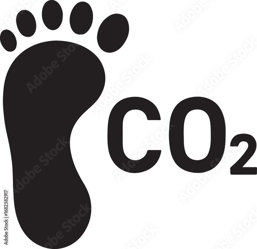 Carbon footprint silhouette icon representing environmental impact, sustainability, and eco awareness.