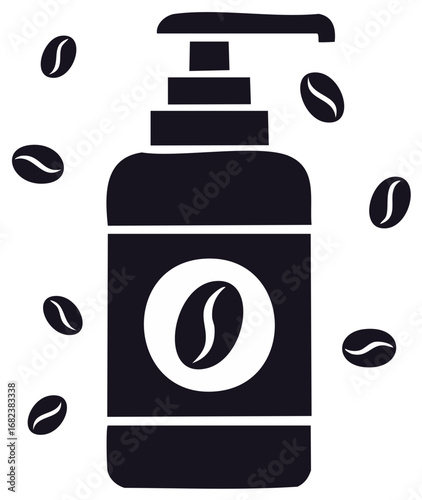 Coffee Infused Liquid Soap Dispenser, Aromatherapy, Body Care Concept with Coffee Beans