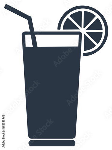 Refreshing drink glass with orange slice and straw illustration