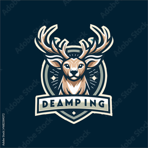 Deamping deer logo design, focused on the main subject.