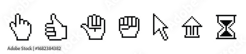 old computer cursor pixelated icon collection for retro user interface style