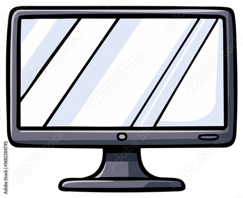 Cartoon computer display monitor blank screen digital device technology illustration graphic element