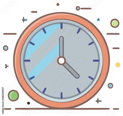Clock Face with Time Hand Indicators for Hour and Minute Information Reminder System