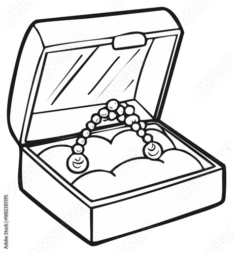 black and white jewelry box with necklace clip art preview