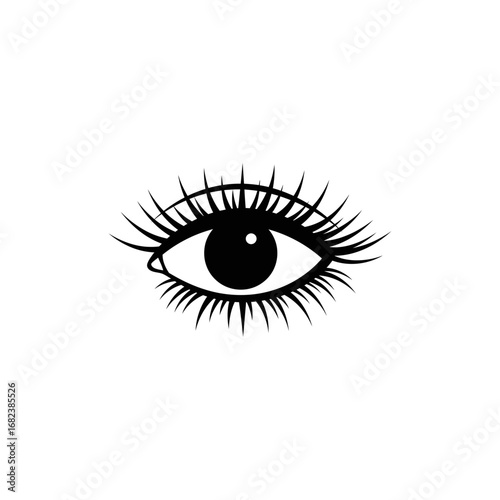 Prominent eyelashes on a human eye give captivating detail. Ideal for beauty, cosmetics, and visionrelated designs requiring closeup eye imagery.