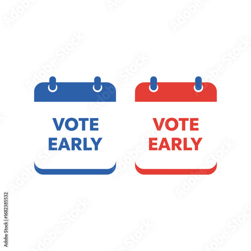 Two calendar icons with vote early message, suitable for election campaigns, voting promotions, social media posts, and flyers.