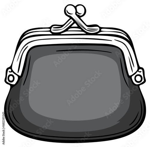 Classic coin purse clip top retro style monochrome accessory for carrying money and small valuables illustration